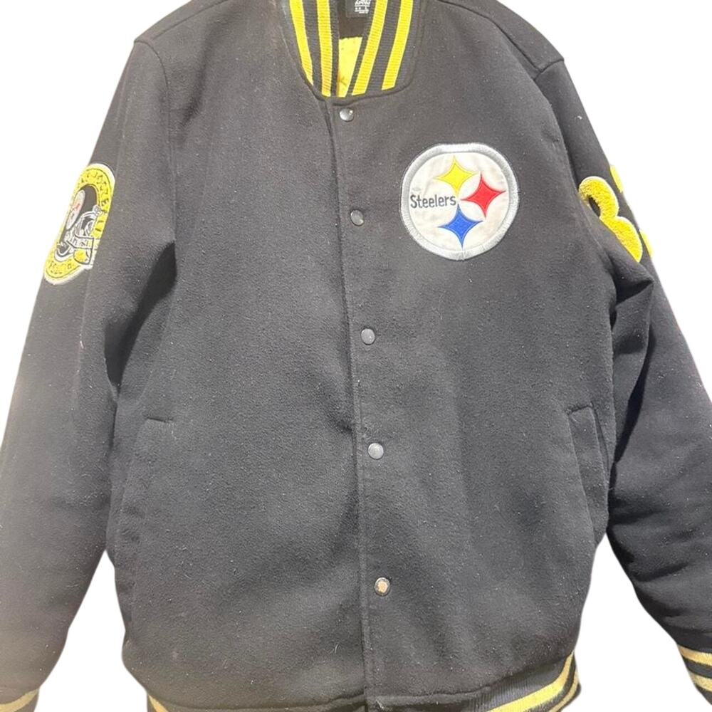 Pittsburgh Steelers NFL Varsity Letterman Jacket Black Yellow Men’s Large